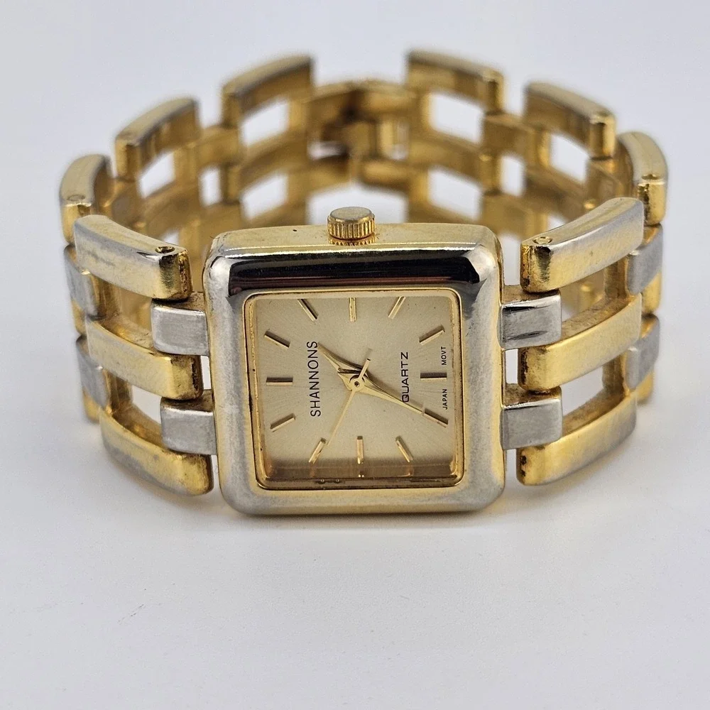 Women's Analog Watch 22MM Gold Dial Two Tone Bands‎ 6.5